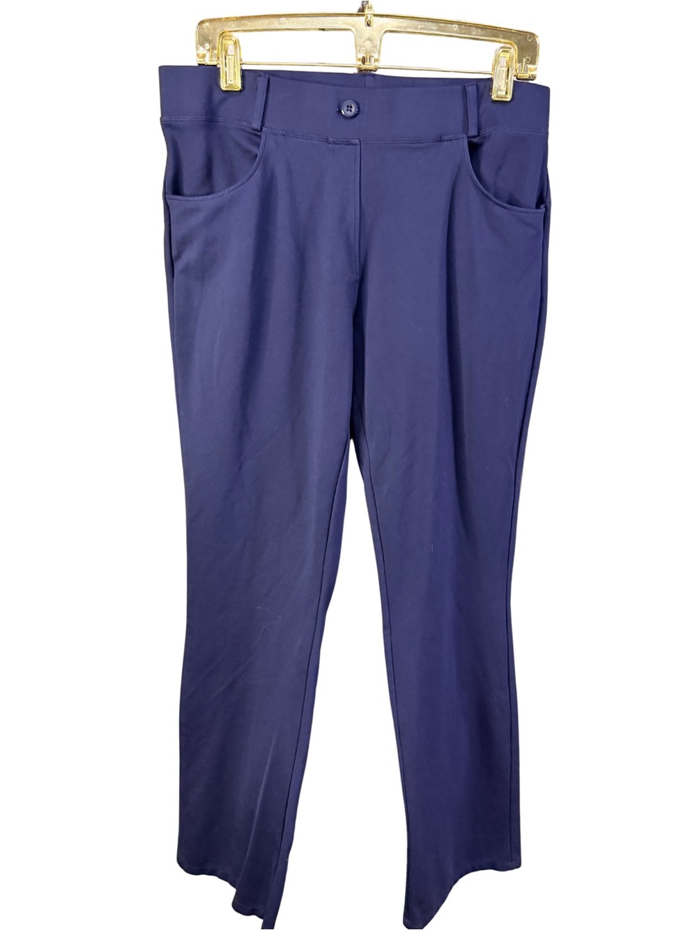 Women's Navy Straight-Leg Trousers - Comfortable Everyday Pants